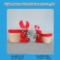 Handmade red ceramic reindeer christmas decoration for promotion